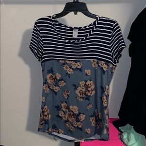 Floral print with strips shirt